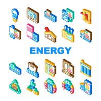 energy efficient technology home icons set vector