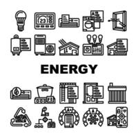 energy efficient technology home icons set vector