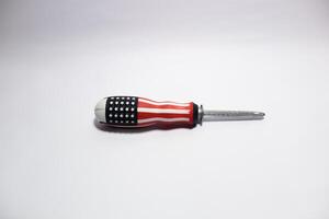 screwdriver with patterned handle, isolated image photo