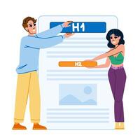 seo header tags h1 h2 vector