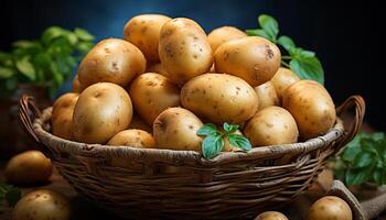 ai generado Fresco orgánico verduras, crudo papas, sano comiendo, vegetariano comida generado por ai foto