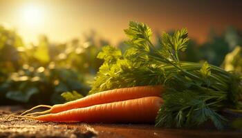 AI generated Fresh, healthy vegetables on rustic table, perfect for summer salads generated by AI photo