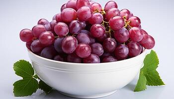 AI generated Fresh, ripe grapes in a bowl, a healthy, organic snack generated by AI photo