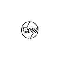 QW bold line concept in circle initial logo design in black isolated vector