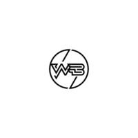 WB bold line concept in circle initial logo design in black isolated vector