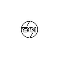 dn negrita línea concepto en circulo inicial logo diseño en negro aislado vector