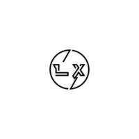 LX bold line concept in circle initial logo design in black isolated vector