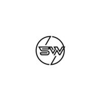 SW bold line concept in circle initial logo design in black isolated vector