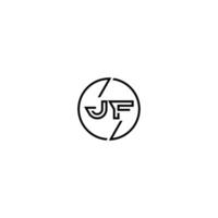 JF bold line concept in circle initial logo design in black isolated vector