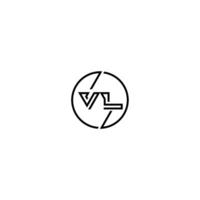 VL bold line concept in circle initial logo design in black isolated vector