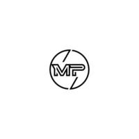 mp negrita línea concepto en circulo inicial logo diseño en negro aislado vector