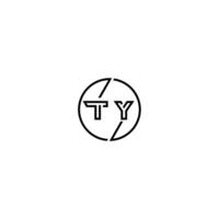 TY bold line concept in circle initial logo design in black isolated vector