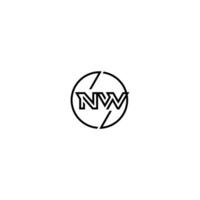 NW bold line concept in circle initial logo design in black isolated vector