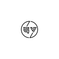 GV bold line concept in circle initial logo design in black isolated vector