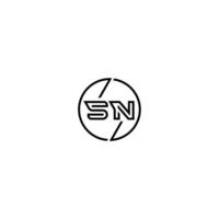 SN bold line concept in circle initial logo design in black isolated vector