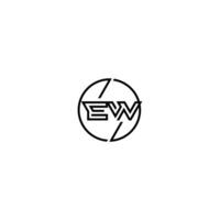 EW bold line concept in circle initial logo design in black isolated vector