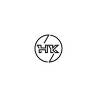 HK bold line concept in circle initial logo design in black isolated vector