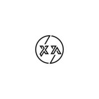 XA bold line concept in circle initial logo design in black isolated vector