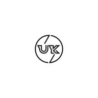 UK bold line concept in circle initial logo design in black isolated vector