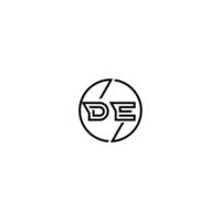 DE bold line concept in circle initial logo design in black isolated vector