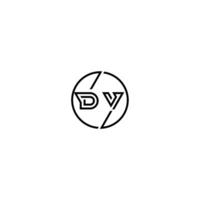 DV bold line concept in circle initial logo design in black isolated vector