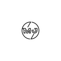 mj negrita línea concepto en circulo inicial logo diseño en negro aislado vector