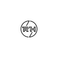 RH bold line concept in circle initial logo design in black isolated vector