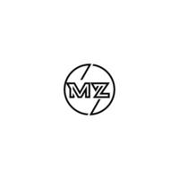 MZ bold line concept in circle initial logo design in black isolated vector