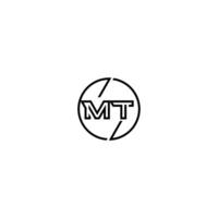 MT bold line concept in circle initial logo design in black isolated vector