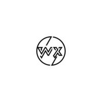 wx negrita línea concepto en circulo inicial logo diseño en negro aislado vector