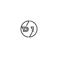 DI bold line concept in circle initial logo design in black isolated vector