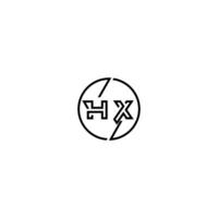 HX bold line concept in circle initial logo design in black isolated vector
