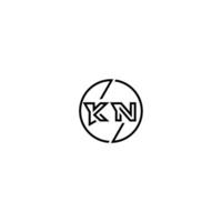 kn negrita línea concepto en circulo inicial logo diseño en negro aislado vector