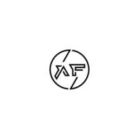 AF bold line concept in circle initial logo design in black isolated vector