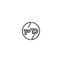 pd negrita línea concepto en circulo inicial logo diseño en negro aislado vector