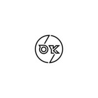 OK bold line concept in circle initial logo design in black isolated vector