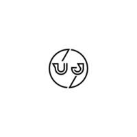 UJ bold line concept in circle initial logo design in black isolated vector