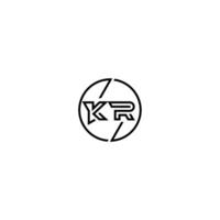 KR bold line concept in circle initial logo design in black isolated vector