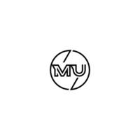 mu negrita línea concepto en circulo inicial logo diseño en negro aislado vector