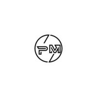 PM bold line concept in circle initial logo design in black isolated vector