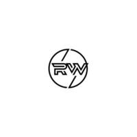 RW bold line concept in circle initial logo design in black isolated vector