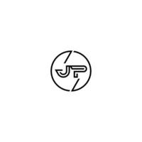 JP bold line concept in circle initial logo design in black isolated vector