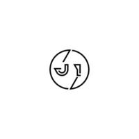 JI bold line concept in circle initial logo design in black isolated vector