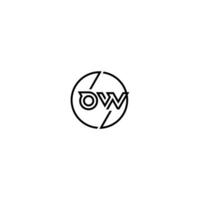 OW bold line concept in circle initial logo design in black isolated vector