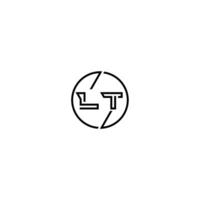 LT bold line concept in circle initial logo design in black isolated vector