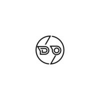 DO bold line concept in circle initial logo design in black isolated vector