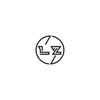 LZ bold line concept in circle initial logo design in black isolated vector