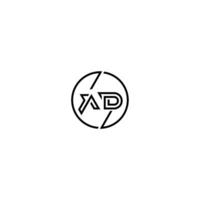 AD bold line concept in circle initial logo design in black isolated vector