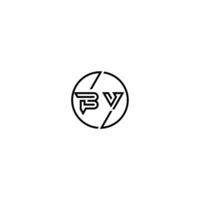 BV bold line concept in circle initial logo design in black isolated vector