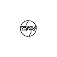 dw negrita línea concepto en circulo inicial logo diseño en negro aislado vector